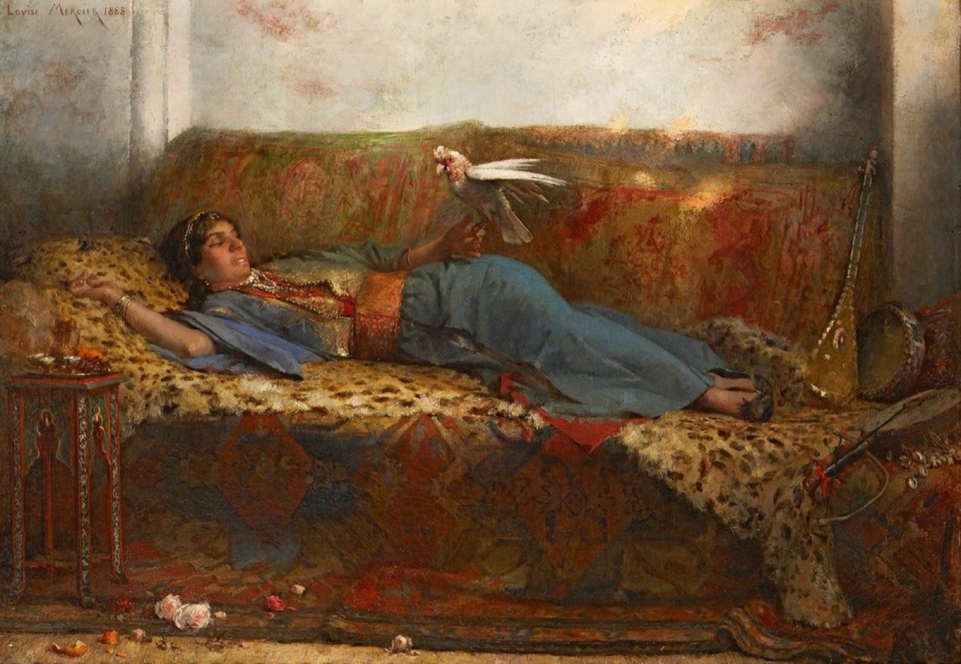 Peinture d'une jeune mariée marocaine en caftan à Tanger, 1883